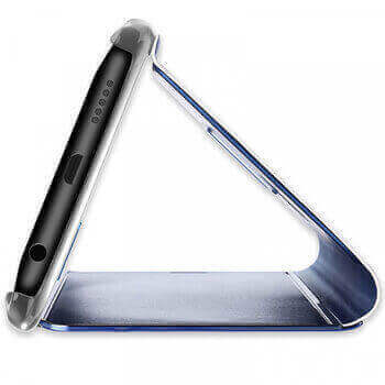 Zrkadlový plastový flip obal pre Xiaomi Redmi Note 12 5G - strieborný