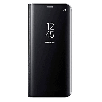 Zrkadlový plastový flip obal pre Samsung Galaxy S21 Ultra 5G G998B - čierny
