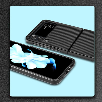 Ochranný plastový obal karbón pre Samsung Galaxy Z Flip4 5G F721B - čierny