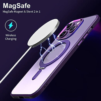 Plastový obal MagSafe se stojánkem pre Apple iPhone 12 - tmavo modrý