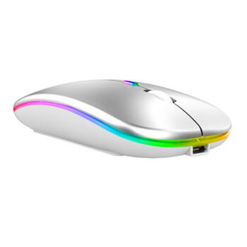 Bezdrôtová dobíjacia myš s LED podsvietením strieborná