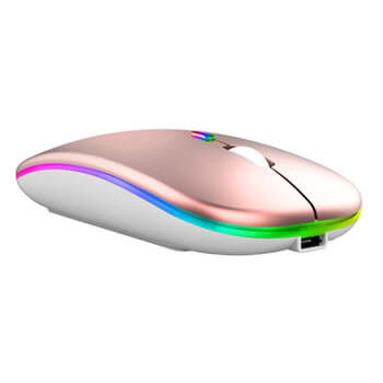 Bezdrôtová dobíjacia myš s LED podsvietením svetlo ružová