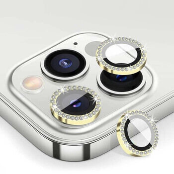 Luxusné ochranné sklo na šošovku fotoaparátu a kamery pre Apple iPhone 12 Pro - zlaté