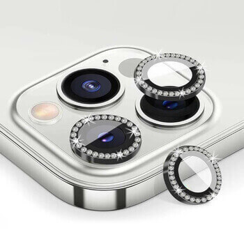 Luxusné ochranné sklo na šošovku fotoaparátu a kamery pre Apple iPhone 13 Pro - čierne
