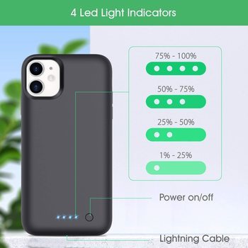 3v1 Silikónové puzdro smart battery case power bánk 5000 pre Apple iPhone 11 - čierne