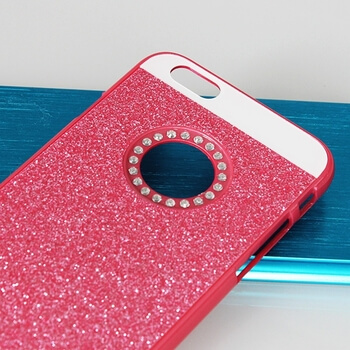 Plastový ochranný obal sa trblietky Apple iPhone 6/6S - tmavo ružový