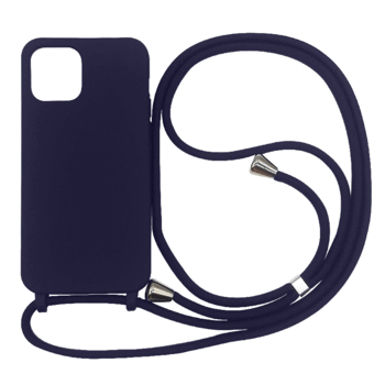 Gumový ochranný kryt so šnúrkou na krk pre Samsung Galaxy A41 A415F - tmavo modrý
