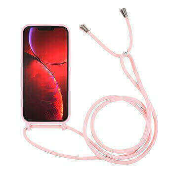 Gumový ochranný kryt so šnúrkou na krk pre Samsung Galaxy S10 G973 - svetlo ružový