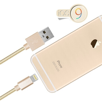 Nylonový USB Lightning kábel pre Apple - čierny