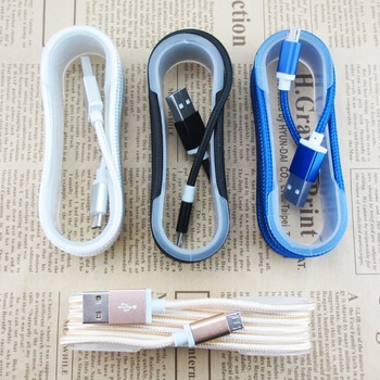 Nylonový USB kábel Micro USB - čierny