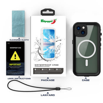 Vodotěsné pouzdro s MagSafe pro iPhone 13 Pro - čierne