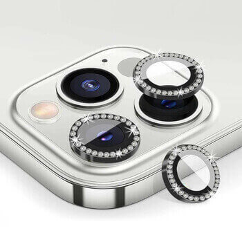 Luxusné ochranné sklo na šošovku fotoaparátu a kamery pre Apple iPhone 15 - čierne