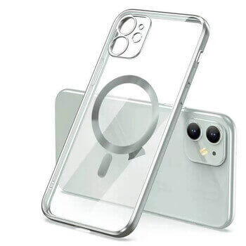 MagSafe silikonový kryt pre Apple iPhone 15 Plus - strieborný