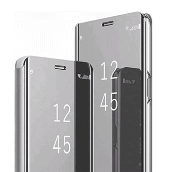Zrkadlový plastový flip obal pre Samsung Galaxy A52 A525F - strieborný