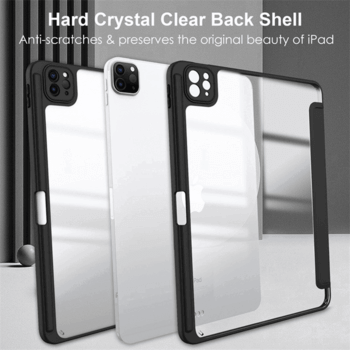 2v1 Smart flip cover+zadný silikónový ochranný obal s držiakom na pero pre Huawei MatePad 11 - šedý