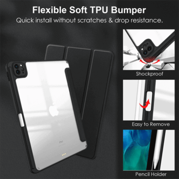2v1 Smart flip cover+zadný silikónový ochranný obal s držiakom na pero pre Huawei MatePad 11 - šedý