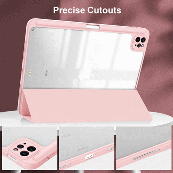 2v1 Smart flip cover+zadný silikónový ochranný obal s držiakom na pero pre Honor Pad V8 - svetlo ružový