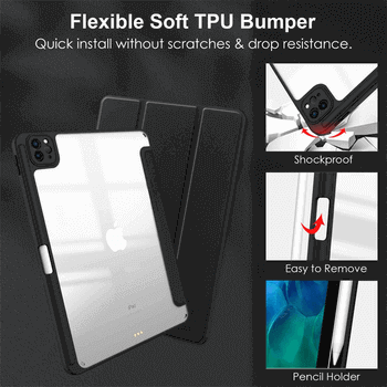 2v1 Smart flip cover+zadný silikónový ochranný obal s držiakom na pero pre Honor MagicPad 13 - šedý