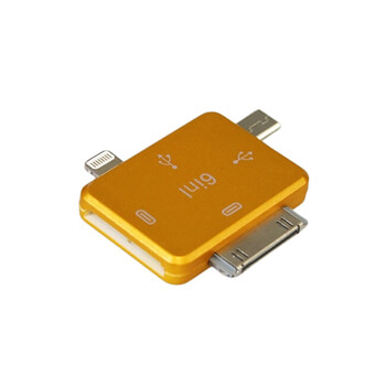 6v1 Redukcia sa vstupy a výstupy 30-pin+Lightning+Micro USB zlatá