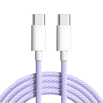 Nylónový nabíjací kábel USB-C - USB-C 1m - svetlo fialovy