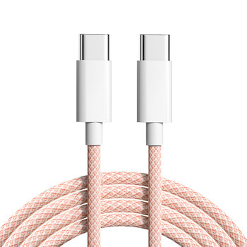 Nylónový nabíjací kábel USB-C - USB-C 2m - svetlo ružový