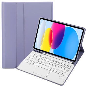 Puzdro s klávesnicou a držiakom na stylus pre Apple iPad 10,9" 2022 (10.generace) - svetlo fialove
