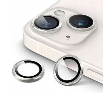Metalické ochranné sklo na šošovku fotoaparátu a kamery pre Apple iPhone 14 - strieborné