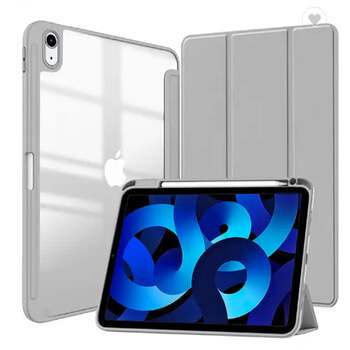 2v1 Smart flip cover+zadný silikónový ochranný obal s držiakom na pero pre Huawei MatePad 11 - šedý