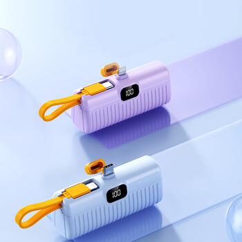 Mini cestovná powerbanka s konektorom Lightning 5000 mAh - čierna