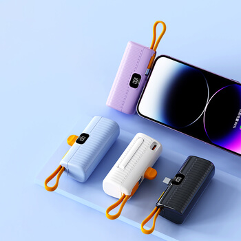 Mini cestovná powerbanka s konektorom Lightning 5000 mAh - čierna