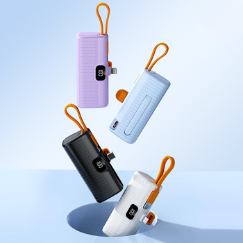 Mini cestovná powerbanka s konektorom Lightning 5000 mAh - čierna
