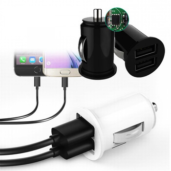 Double USB dvojitá nabíjačka do auta pre mobilné telefóny, tablety, navigácia a ďalšie - čierna