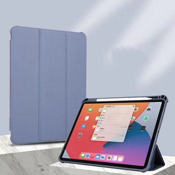 2v1 Smart flip cover+zadný silikónový ochranný obal s držiakom na pero pre Apple iPad 10.2" 2021 (9. generace) - fialový