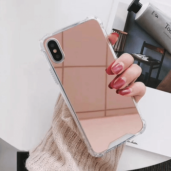 Silikónový zrkadlový ochranný obal pre Apple iPhone 7 - ružový