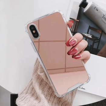 Silikónový zrkadlový ochranný obal pre Apple iPhone 8 - ružový