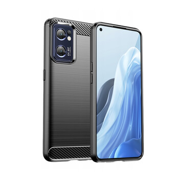Ochranný silikónový obal karbón pre OPPO Reno 7 5G - čierny