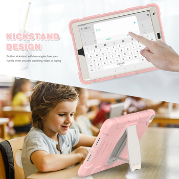 Extra odolný obal s držiakom pre Apple iPad Air 5 10.9" (2022,M1) - svetlo ružový