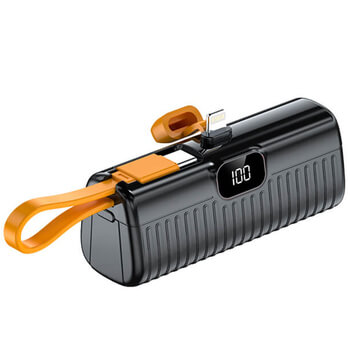 Mini cestovná powerbanka s konektorom Lightning 5000 mAh - čierna