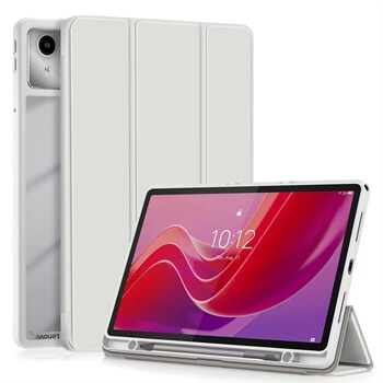2v1 Smart flip cover+zadný silikónový ochranný obal s držiakom na pero pre Lenovo Tab M11 (2024) - šedý