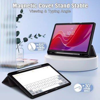 2v1 Smart flip cover+zadný silikónový ochranný obal s držiakom na pero pre Lenovo Tab M11 (2024) - šedý