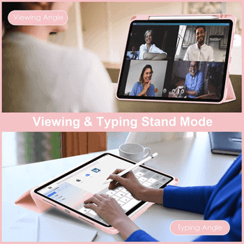 2v1 Smart flip cover+zadný silikónový ochranný obal s držiakom na pero pre Apple iPad Air 13" (2024) - svetlo ružový