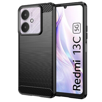 Ochranný silikónový obal karbón pre Xiaomi Redmi 13C 5G - čierny