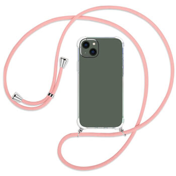 Priehľadný silikónový ochranný kryt so šnúrkou na krk pre Apple iPhone X/XS - ružová