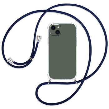 Priehľadný silikónový ochranný kryt so šnúrkou na krk pre Xiaomi Redmi Note 11 - tmavo modrá