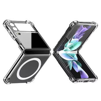 Ochranný silikónový obal s integráciou pre bezdrôtové nabíjanie Qi pre Samsung Galaxy Z Flip6 5G F741B - priehľadný