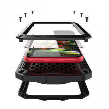 EXTRÉMNE odolný hliníkovo-silikónový obal pre Apple iPhone 15 Pro - čierny