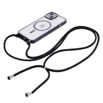 MagSafe silikónový kryt so šnúrkou pre Apple iPhone 13 - čierny