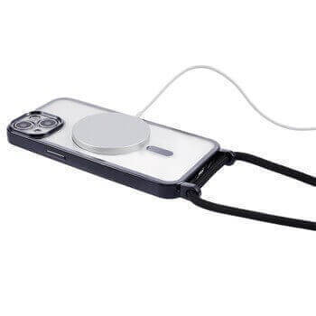 MagSafe silikónový kryt so šnúrkou pre Apple iPhone 15 Pro - svetlo ružový