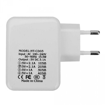 Cestovná sieťová nabíjačka 4x USB adaptér do zásuvky
