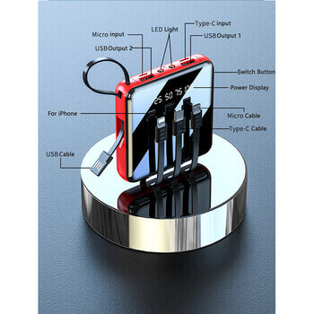 Praktická mini powerbanka s kapacitou 20000 mAh - tmavo modrá